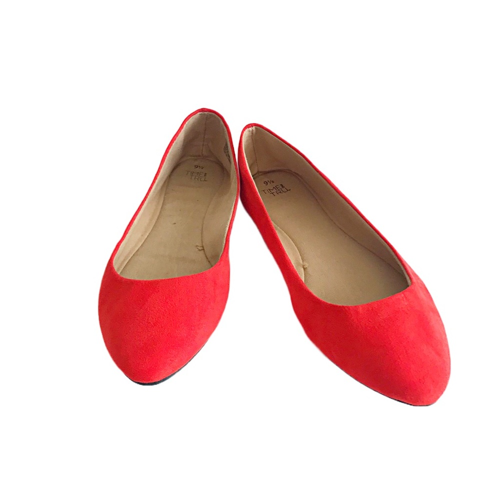 TIME & TRU Coral Ultra Suede Ballet Flats ~ Sz 9.5